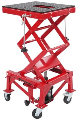KANBCNG Sollevatore idraulico per moto, 200 kg, carico carico di 200 kg, per moto, moto, moto, piattaforma sollevatore di montaggio, 35 – 87 cm, sollevamento moto con 4 ruote
