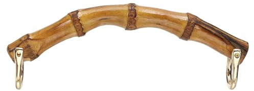 sourcing map Manico per borsa in bambù, 16 cm, a forma di U, con anello a D, cinturino decorativo di ricambio per borsa da spiaggia all'uncinetto, marrone