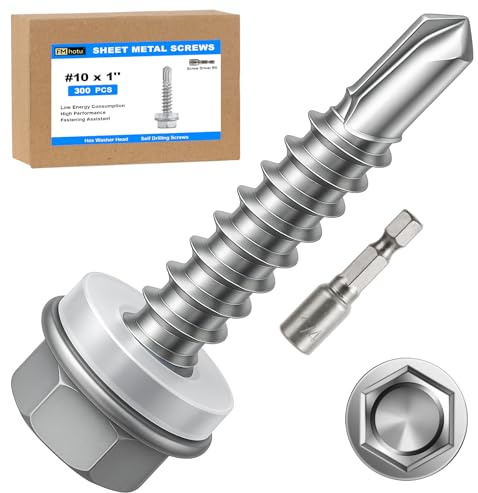 Kryonix Metal Roofing Screws #10 x 2 Inch, 330pcs Hex Head Self-Drilling Sheet Metal Screws with EPDM Rubber Washer, Rust-Resistant Coating Screws for Metal Roof Panels, Wood Siding, Pole Barns