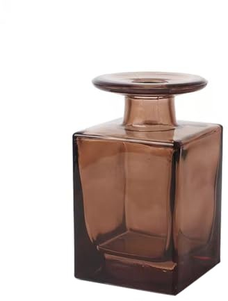 ericotry 150ml/5oz Square Amber Glass Diffuser Bottle Jar Flower Vase Empty Aromatherapy Essential Oil Container for Home Fragrance Accessories