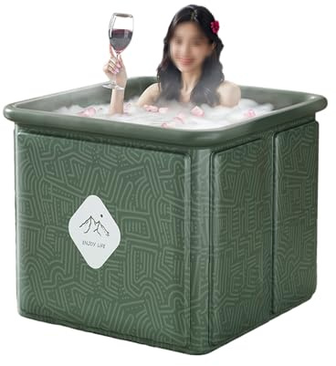 Faltbare Badewanne für Erwachsene Tragbare Badewanne Freistehend für Kleine Badezimmer, Wohnung, Balkon, Wellness- und Eisbad 70×65×65 cm(Green)
