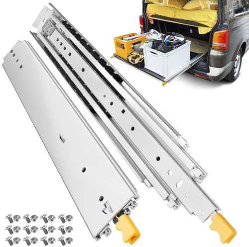 ToBeGreat Heavy Duty Drawer Runners with Lock Max Load 220kg Industrial Drawer Slides Full Extension with Ball Bearing Rails 32 inch(800mm), Side Mount 1 Pair