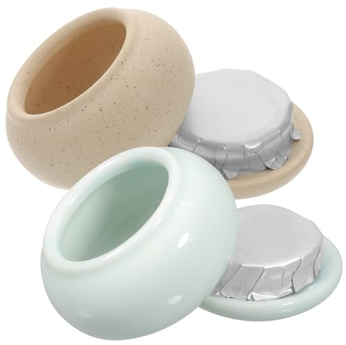 Zerodeko Barattoli in Ceramica 2 Pezzi da 20Ml per Cosmetici con Coperchio Contenitori Multiuso per Manicure e Balsamo Labbra Barattoli Sigillati per Viaggi e Conservazione Cosmetici