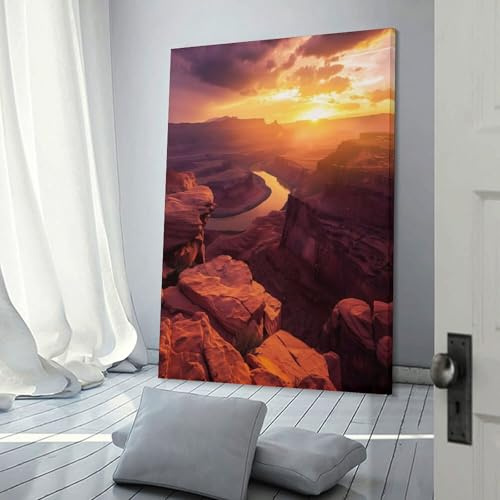 POLIUAWS Canyon Glow bei Sonnenuntergang – Kunstwerk für die Wandgestaltung im Jugendzimmer, ideal für Jungen und Teenager, Wanddekoration, 24 x 36 Zoll (60 x 90 cm)