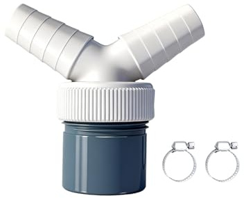 Waschmaschine Abfluss Adapter, Y Adapter Waschmaschinen Trockner, Abfluss Waschmaschine Doppelanschluss für Schlauch mit Eingangsstutzen Von 19-24mm Abgang 40mm Rohr mit Schlauchschelle