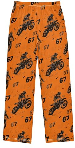 Dirt Bike Jumps with 67 (6) Boys Novelty Pants Long Pant Bottoms for Boys Kids Elastic Waist Lounge Trousers with 2 Pockets 6-8y
