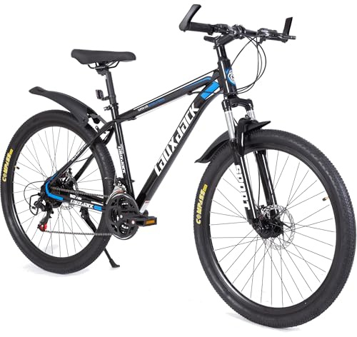 Romico Mountainbike 26/28 Zoll, 21-Gang Shimano, Federgabel, Scheibenbremsen, MTB Fahrrad für Jugendliche und Erwachsene, Schwarz/Weiß