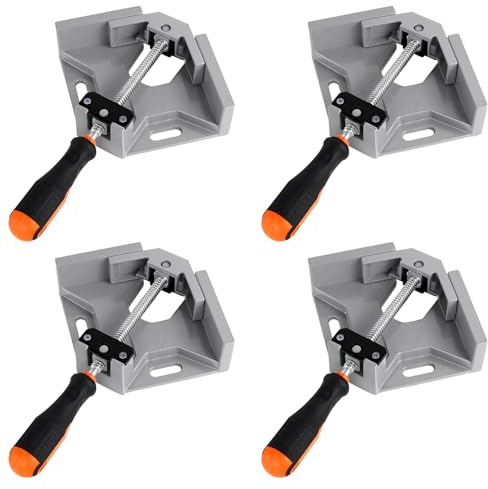 4 Pack Right Angle Clamps, Corner Clamps for Woodworking, 90 Degree Clamp with Adjustable Swing Jaw Aluminum Alloy Frame for Photo Frame Vise Holder Face Frame Boxes Cabinet