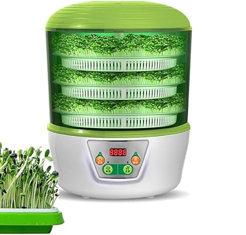 POCDUUA MáQuina MultifuncióN para Germinar Soja, Herramientas GerminacióN PláNtulas 2/3 Capas Gran Capacidad, Temperatura Constante Inteligente Y Riego AutomáTico para RáBanos, Pasto Trigo,3 Layer