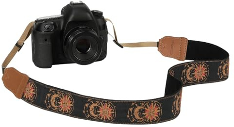 MoKo Kameragurt für Alle DSLR Digitalkamera Canon Fuji Nikon Olympus Sony | Kameragurt aus Gewebter Baumwolle,Verstellbare Hals- und Schultergurte für Videokameras & Ferngläser, Helios Mondgott