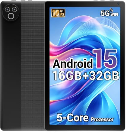 MUTSAY Tablette 10 Pouces Android 15 2026, 16 Go RAM, Processeur 5 cœurs, Écran HD IPS 1280x800, Double caméra, WiFi 6 5G, Bluetooth 5.4, Batterie 5000mAh