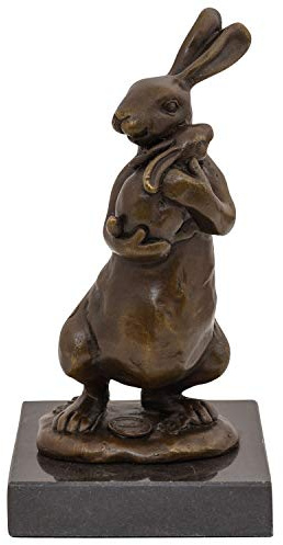 aubaho Bronzeskulptur Hase mit Baby im Antik-Stil Bronze Figur Statue 16cm