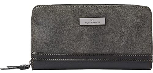 TOM TAILOR Elin Damen Geldbörse Portemonnaie Reißverschluss Groß Schwarz