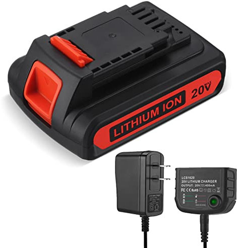 SURTOP 2500mAh Replacement Battery and Charger for Black+Decker LBXR20 LBXR20-OPE LB20 LBX20 LBX4020 LB2X4020-OPE, with 16V/20V Multiple Volt Output Lithium-Ion Battery Charger