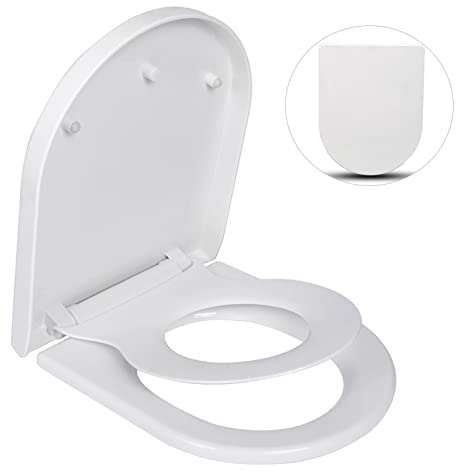 D Shape Family Toilet Seat with Child Seat Built-in Potty Training Toddler Seat Soft Close Quick Release Removable Hygienic UK Compatible