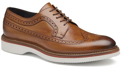 Johnston & Murphy Jenson Longwing Lace-Up Dress Casual Shoe, Tan Italian Calfskin, 10 M