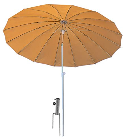 Parasol De Plage 2M De Diamètre Parasol De D'extérieur Patio, Parasol Avec Ancrage Au Sol Parasol De Plage Exterieur Inclinable, Parasol De Portable Avec Sac De Transport, 16 Baleines ( Color : Khaki