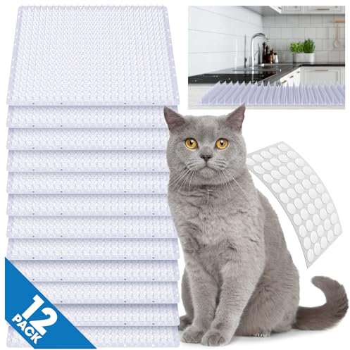 Petfolio 12 Stück verbesserte Kratzmatte für Katzen – 40,6 x 33 cm Katzen-Abwehrmatte mit ungleichmäßigen Spikes, ist eine effektive Haustier-Trainingsmatte für den Innen- und Außenbereich, um Katzen