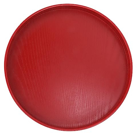 Tyenaza Plateau à Thé, Assiette à Thé Ronde Rouge Vin en Bois Assiette De Service De Cuisson De Thé Vert pour Gâteau De Dessert Café Thé Rouge Cuisine Restaurant Fête Bal(27cm)