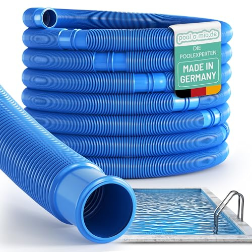 poolomio® Poolslang Ø 38 mm för poolpumpar, högkvalitativ vattenslang flexibel, UV och klorvattenbeständig poolslang, pumpslang, poolslangar från Europa, blå, längd 12 m