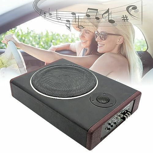 Car Audio Auto 8'' Subwoofer 600W Auto Untersitz Subwoofer Aktiv Bassbox Ultradünn Compact PU Leder Low Vibration Auto Audio System, Schwarz