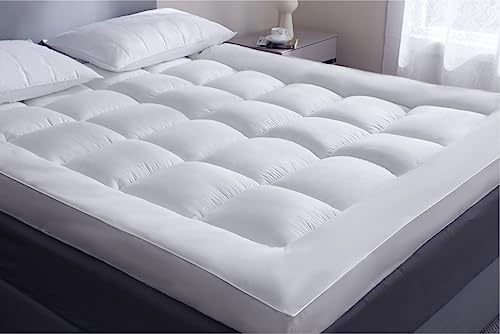 Threads For Bed Premium Matratzenauflage 4 Zoll extra dick, 180x200 ± 10cm Extra Tiefe Matratzentopper mit geprägtem Stoff und super weicher Füllung, 4 elastische Bänder für sichere Passform