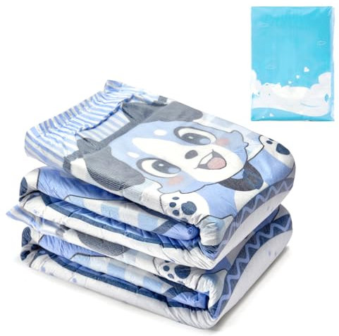 LittleForBig 5500-5800 ml Verstellbare Klettverschluss Erwachsenen Bedruckte Rückenwindel aus Stoff 2 Stücke - Little Blue BabyFur (M)