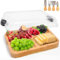 ERNAN Plateau à Fromage en Bambou, Set de Couteaux,Plateau de Service Durable en Bambou pour Les fêtes, Choix Parfait pour Gourmets,Cadeau pour Crémaillère et Noel (6-Compartment)