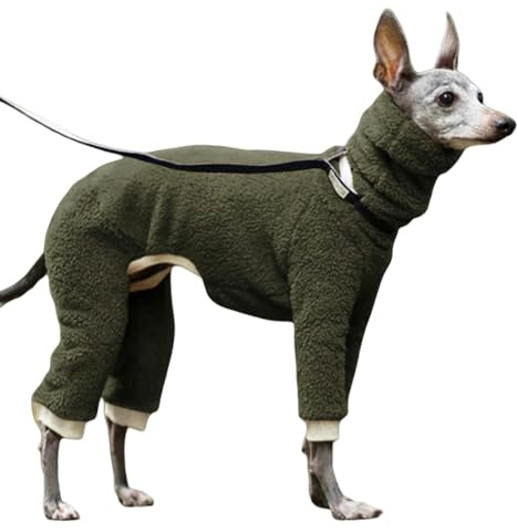 HGRYNDRO Hundebekleidung Winter Jumper Pyjamas Onesie Ganzkörperjacke Mit Beinen Warme Hundekleidung Winddichtem Gemütlicher Overall Outfit-ArmyGreen-XL