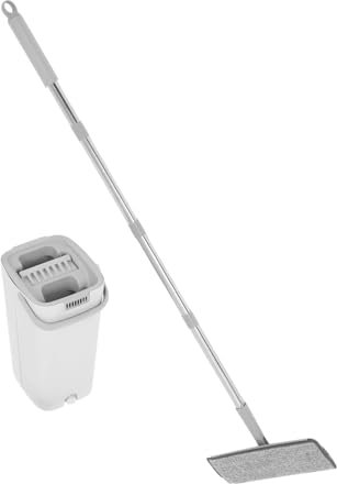 SAFIGLE Trapeador con Balde Blanco Trapeador Plano para Pisos Paredes y Ventanas Sistema De Limpieza Húmeda y Seca con Escurridor