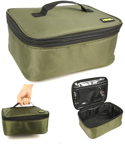 Hirisi Tackle multifunktionell väska för fiske karpfiske – PVC Oxford-material, förvaring av fiskrullar och beten fiskeväska fisketillbehör, Grön, FBA-S, Neutral stil