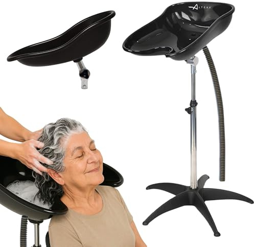 Altéax Bac a Shampoing Domicile Oval, Réglable en Hauteur et Inclinaison – Bac Coiffure Domicile Portable Fabriqué Avec des Matériaux de Qualité et un Design Ergonomique - Bac Pour Laver Les Gheveux
