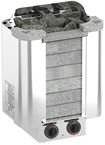 SAWO Cumulus 8,0 kW Stufa elettrica per sauna; controllo integrato direttamente sulla stufa (NB modelo); Multi-Voltaggio: 230V monofase o 400V trifase; Custodia in acciaio inossidabile
