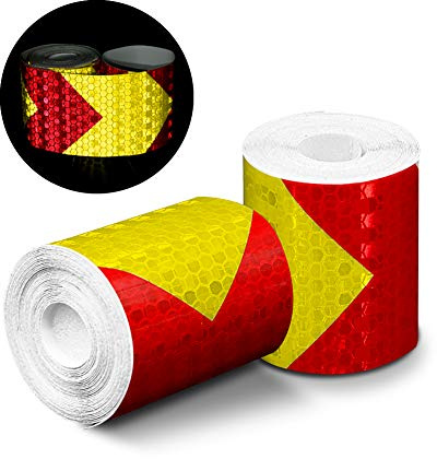 Bande réfléchissante Forme de flèche, 2 pcs 3 m * 50 mm Prismatic étanche sécurité Rouleau de Ruban de signalisation Vinyle Autocollant Sécurité Ruban adhésif