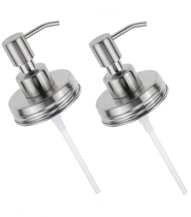 HEMOTON Dispenser Pump Lids Silver Stainless Steel 2pcs Lotion Soap Dispenser Replacement Pump with Simple Shape for Jar Suitable for Bathroom and Farmhouse Kitchen
