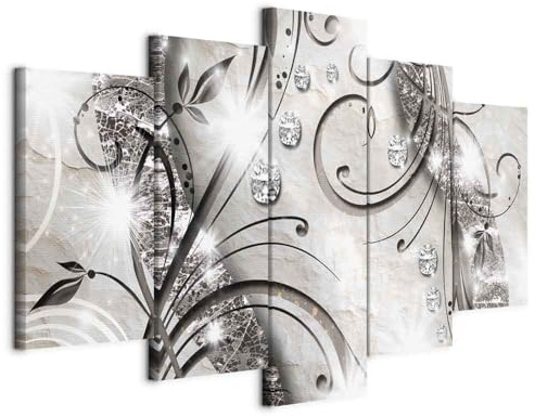 B&D XXL - Quadro in Rilievo Acrilico 225x112 cm 5 Pezzi su Tela Strutturata - Quadri Componibili Moderni Soggiorno Grandi - Stampa Artistica Dipinta a Mano Decori - Astratto Quadro a-A-0051-b-m