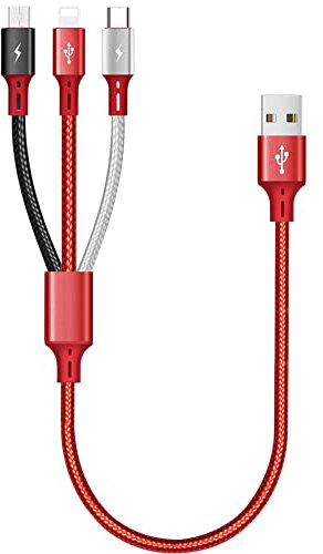 ASICEN USB Ladekabel 3 in 1, 35CM Multi USB Kabel, Mehrfach Ladekabel Universal 3 in 1 Schnellladekabel mit IP/Micro USB/Typ C für iPhone/Tablets/Samsung Galaxy/LG/Pixel/Sony