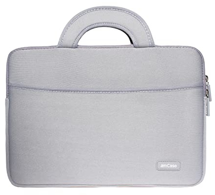 amCase Funda para portátil de 11,6 a 12 (Compatible con Chromebook, Resistente al Agua, Incluye asa), Color Gris