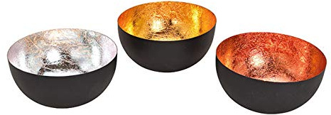 itsisa Schwimmschale (3er Set) - Teelichthalter schwarz, Gold, Bronze, Silber 13x6 cm, Schwimmkerze