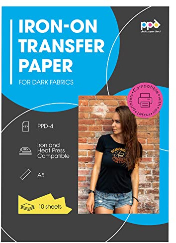 PPD 10 x A5 Inkjet Premium Transferpapier für dunkles Textil, Bügeleisen, Transferpresse PPD-504-10