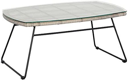 OUTLIV. Brisbane Loungetisch 100 x 60 x 45 cm aus Aluminium und Geflecht in Mixed Brown, stilvolle Ergänzung für Ihren Outdoor-Bereich