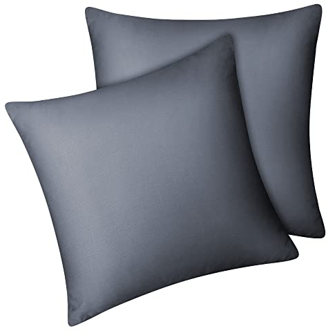 Fittia 2er-Set Lyocell Bambus Kissenbezug Bambusfaser Kopfkissenbezug Kissenhülle Seidig weichkühlend atmungsaktiv mit verdecktem Reißverschluss, Grau, 80x80cm