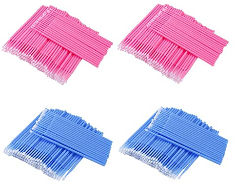 400 stycken engångs mikroborstar ögonfransborste (ROSA+BLAU)