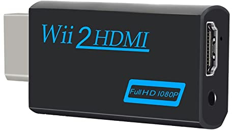 wii hdmi Adapter, Wii-Zu-Hdmi-Konverter, UnterstüTzt Alle Wii-Anzeigemodi 1080p Hd-Adapter Mit 3,5-Mm-Audio- Und Hdmi-Ausgang FüR Wii-Monitor, Fernseher, Projektor (Schwarz)