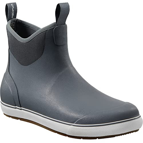 Piscifun Men’ s Deck Boots, Waterproof Fishing Rain Boots, Anti-Slip Rubber Boots with Breathable Neoprene Lining, Grey,7