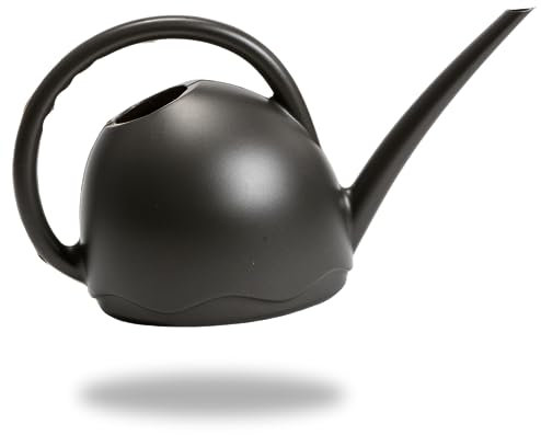 Plastia Gießkanne Klein für Zimmerpflanzen 1,8 L - Giesskanne Medusa mit langem Ausgießer - Blumengießkanne aus Kunststoff für Drinnen, Anthrazit