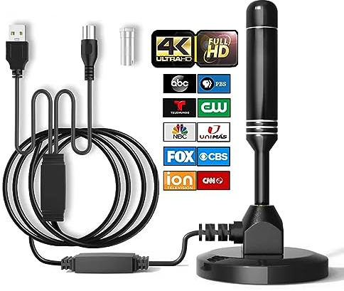 2025 Upgraded Digital HD TV Antenna Indoor for Smart TV,980+ Miles Long Range Amplifier Antennas TV Signal Booster for Local Channels,Support 4K 1080p ATSC/ISDB-T/DVB-T/DVB-T2 All Smart/Old TVs (AH-1)