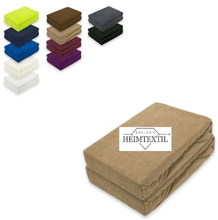 EXKLUSIV HEIMTEXTIL Doppelpack Marke Frottee Spannbettlaken Sand 140 x 200 cm