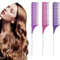 3 Piezas Peine Para Mechas de Pelo Peine Mechas Peine de Peluqueria Peine Cola de Rata, Eine de Cola de Acero Inoxidable Peine Antiestático Para Jaspear y TeñIr Para Hombres y Mujeres