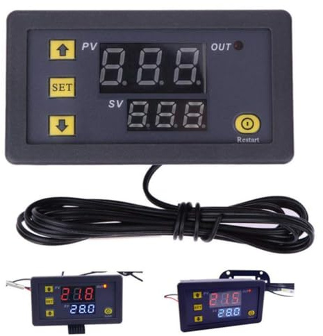 zalati Temperaturregler W3230 LCD Digital 20A 12V Thermostatregler Messgerät mit NTC 10K Sensorsonde